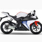 DualColorStampe Adesivi Compatibili con Yamaha YZF-R125 R125 (2014-2018) Stickers Strisce cerchi 17'' Pollici + Carena moto decalcomania teschio M0241
