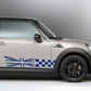 DualColorStampe Adesivi compatibili con MINI Cooper S One JCW R50 R52 R53 R56 R57 F55 F56 F57 per minigonne laterali (2 pezzi) Strisce laterali decalcomania a scacchiera 0371
