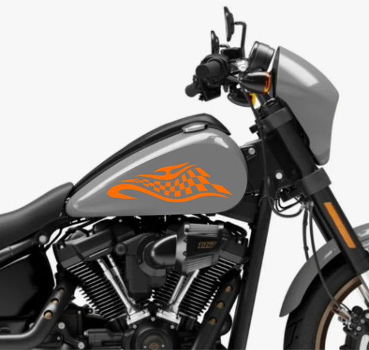 DualColorStampe® Adesivi Compatibili con Harley-Davidson Tribale Scacchiera serbatoio DX-SX stickers Moto Motorbike COD. M0349