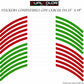 Strisce Cerchi Moto con colori della BANDIERA ITALIANA per 2 Ruote da 15" a 19" Pollici D0152