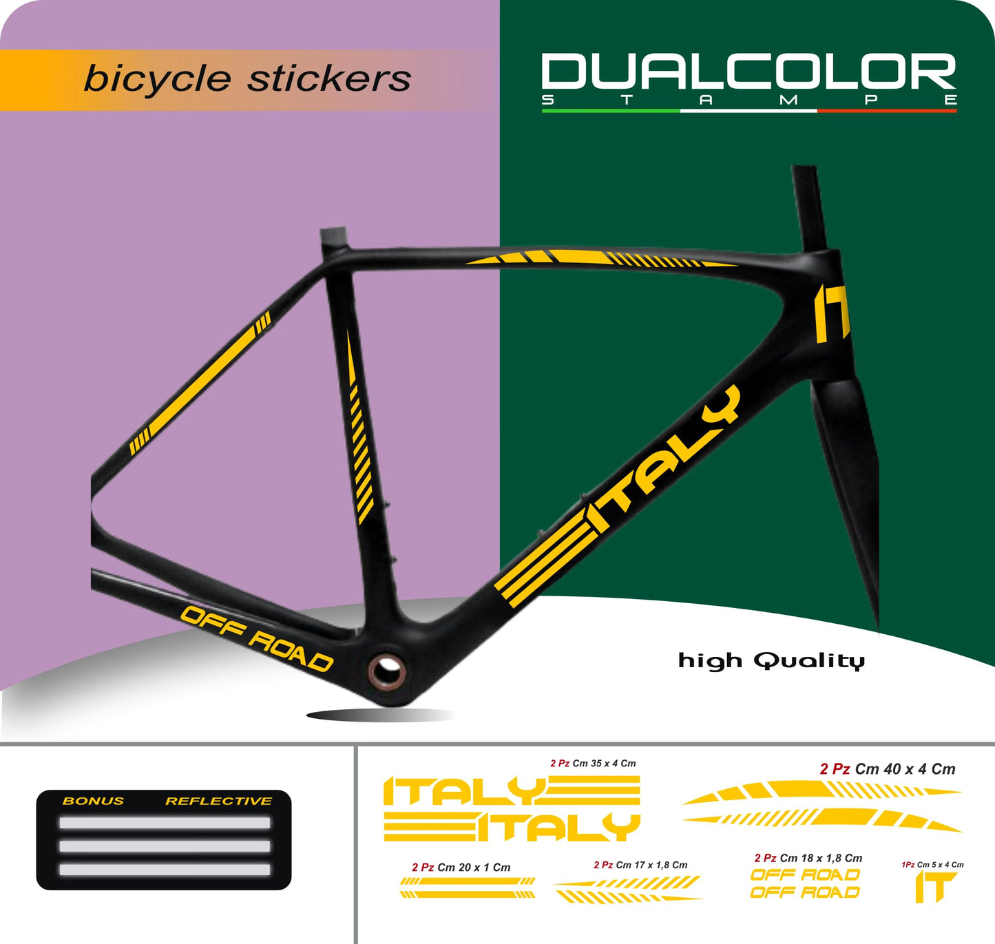DualColorStampe Set 11 Adesivi Stickers Decal Telaio Bici Bicicletta adesivi telaio MTB BDC Universale Protezione frame B0176