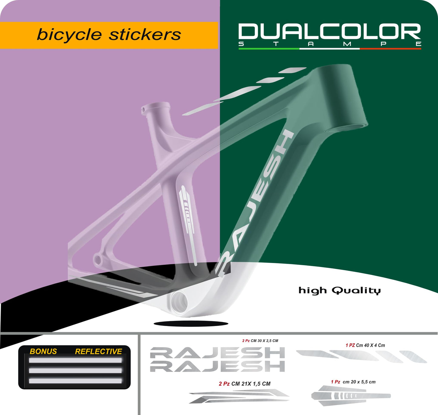 Set 7 Adesivi Stickers Decal Telaio Bici Bicicletta Kit adesivi telaio MTB BDC Universale Protezione COD. B0191