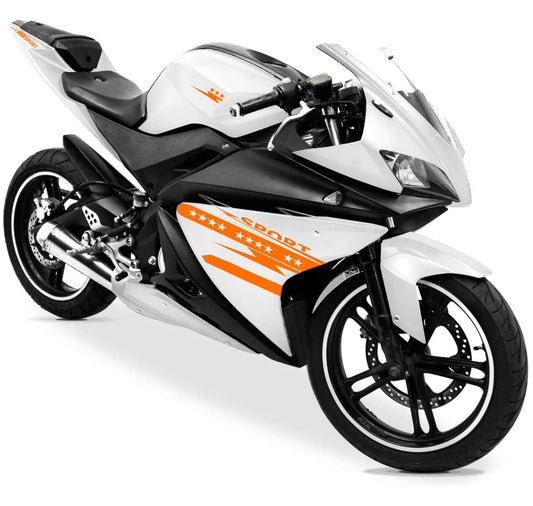 DualColorStampe Adesivi Compatibili con Yamaha YZF-R125 | decal stickers Moto Carena (DX-SX) adesivi personalizzati stelle colore a scelta M0128