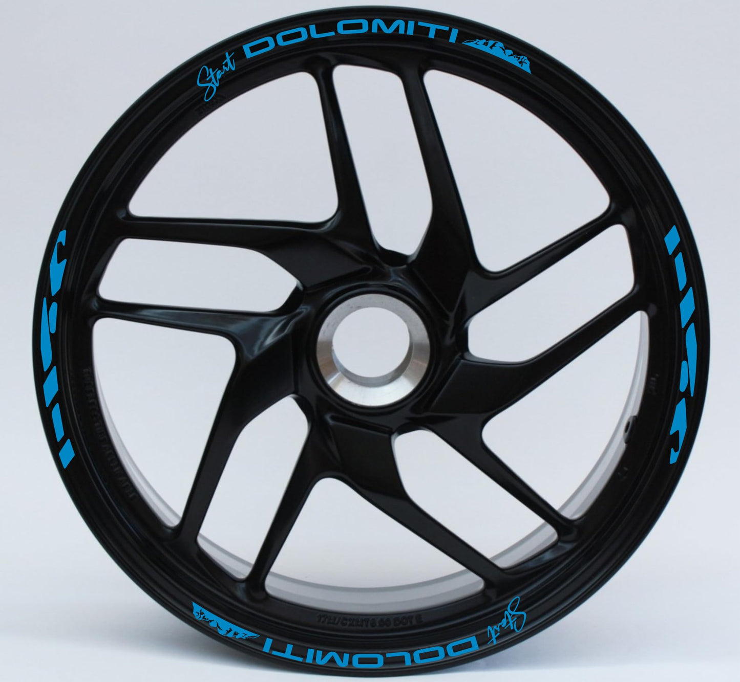 DualColorStampe Stickers Adesivi Set Completo di Cerchi Strisce per Moto per 2 Ruote da 17'' pollici strips Design Racing DOLOMITI D0119