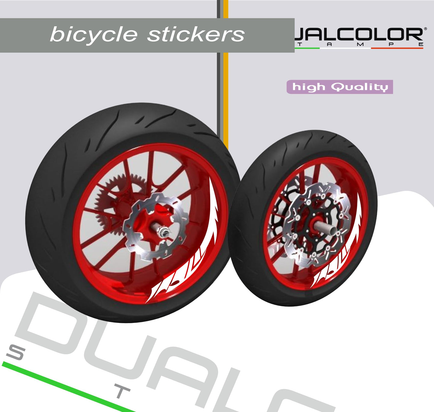 DualColorStampe® Adesivi interno cerchi moto 17 POLLICI decal stickers cerchioni gomme strisce adesivi cerchi moto COD. D0031