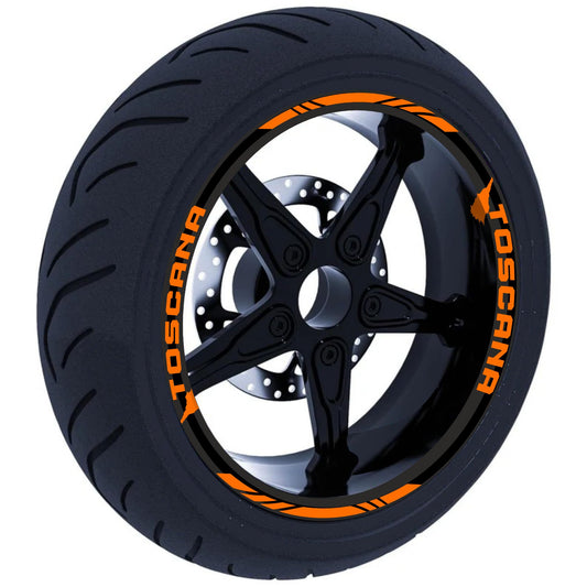 DualColorStampe Stickers Adesivi Set Completo di Cerchi Strisce per Moto per 2 Ruote da 17'' pollici strips Design Racing regione TOSCANA D0120
