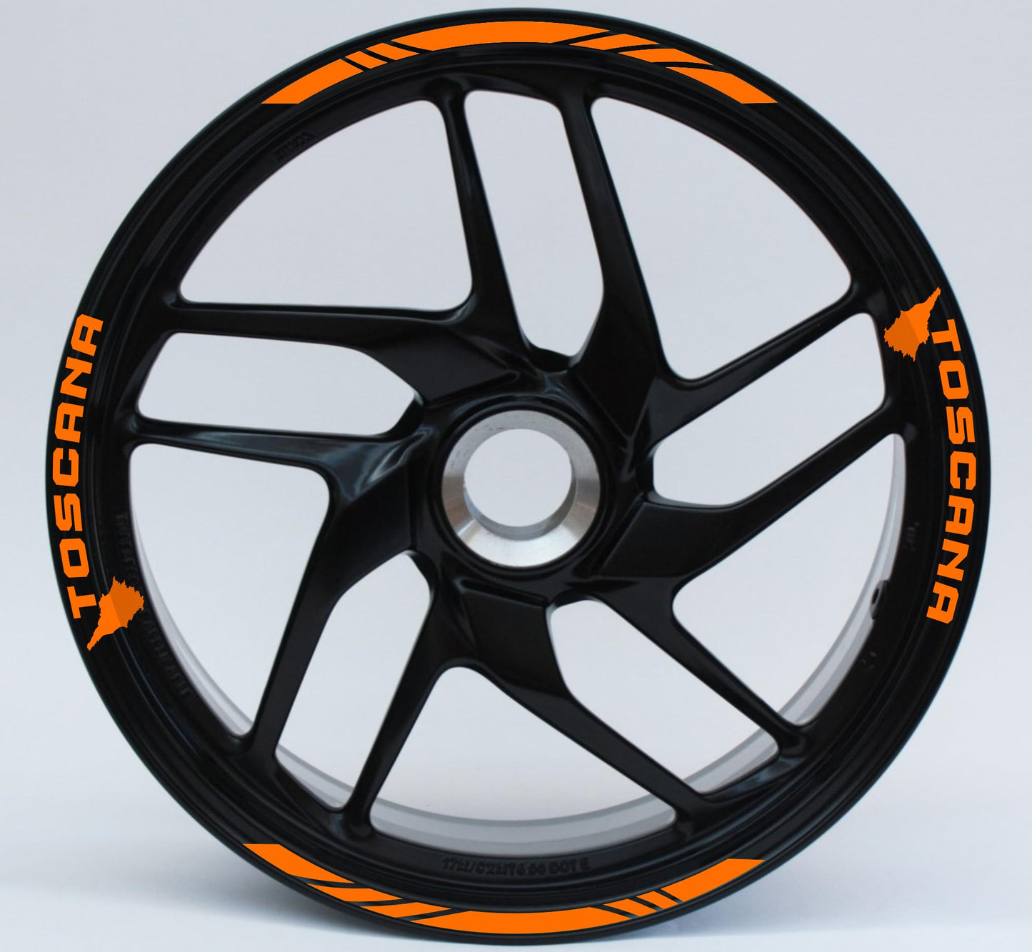 DualColorStampe Stickers Adesivi Set Completo di Cerchi Strisce per Moto per 2 Ruote da 17'' pollici strips Design Racing regione TOSCANA D0120