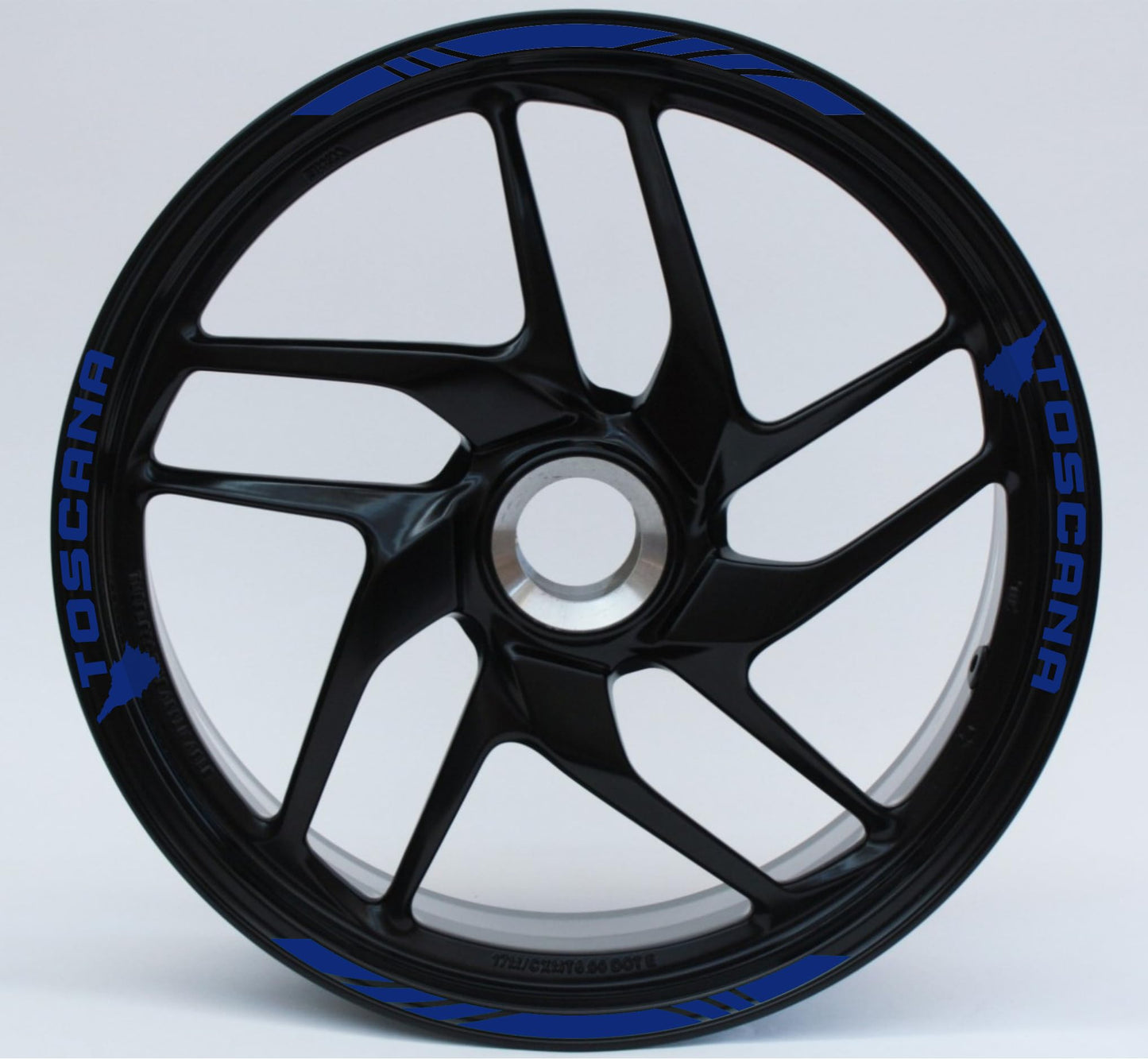 DualColorStampe Stickers Adesivi Set Completo di Cerchi Strisce per Moto per 2 Ruote da 17'' pollici strips Design Racing regione TOSCANA D0120