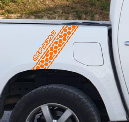 DualColorStampe® ADESIVI PER PICKUP 4X4 OFF ROAD fascia esagono (4 PZ) Fuoristrada accessori stickers decal auto tuning 0412