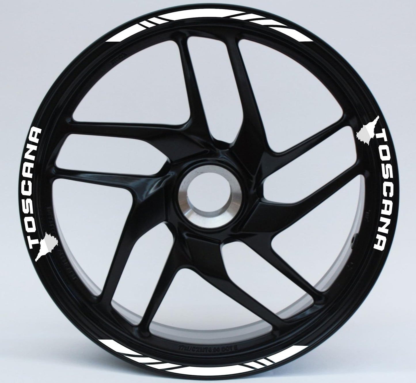 DualColorStampe Stickers Adesivi Set Completo di Cerchi Strisce per Moto per 2 Ruote da 17'' pollici strips Design Racing regione TOSCANA D0120