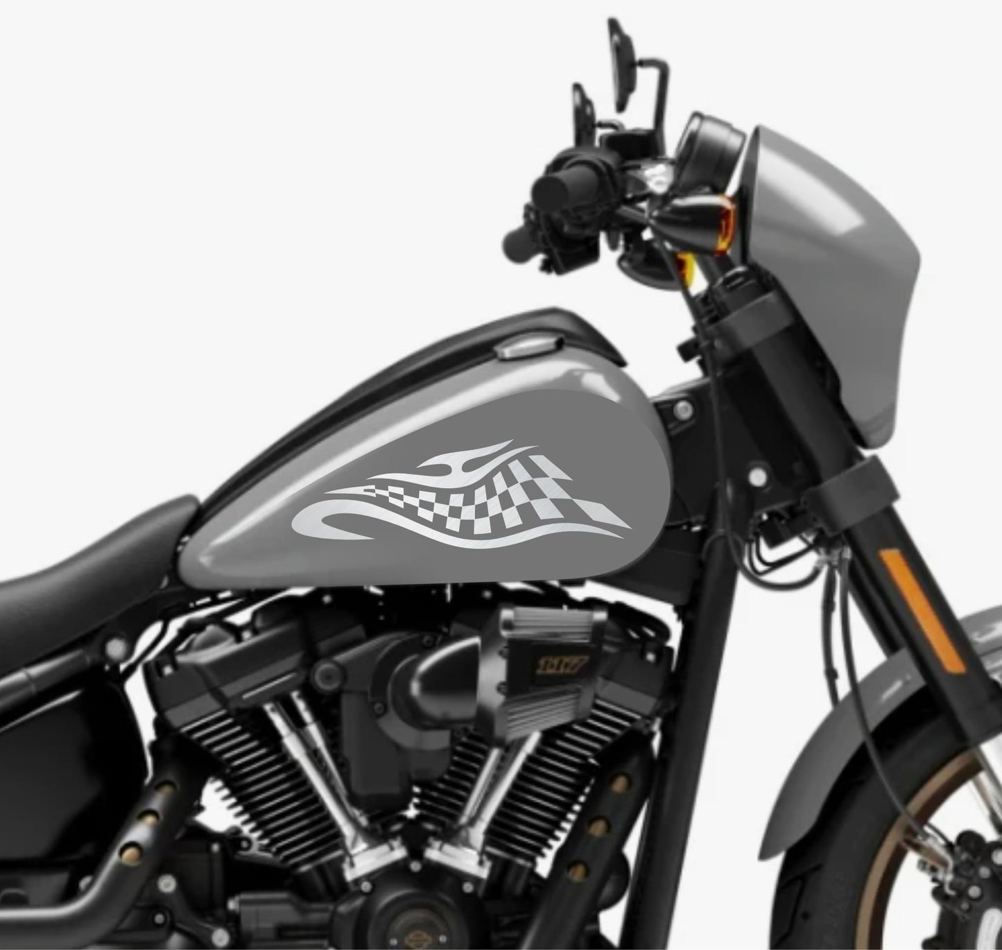 DualColorStampe® Adesivi Compatibili con Harley-Davidson Tribale Scacchiera serbatoio DX-SX stickers Moto Motorbike COD. M0349