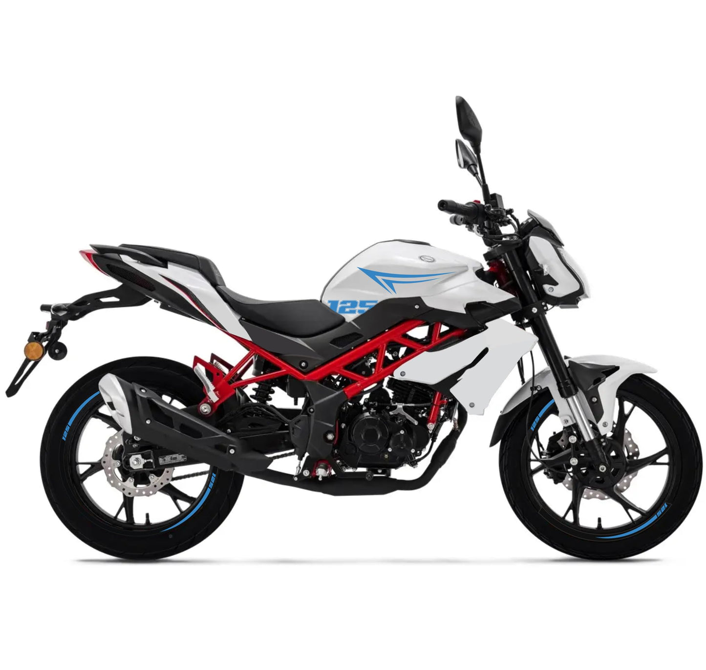 DualColorStampe Adesivi Compatibili con Benelli BN 125 (2021-2023) DX-SX Carena Moto + Strisce Cerchi 17'' Stelle Design - M0303