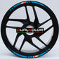 Confezione Adesivi Set Completo di Cerchi Strisce per Moto per 2 Ruote da 17'' pollici strips Design Sportivo Bandiera Francese COD.D0098