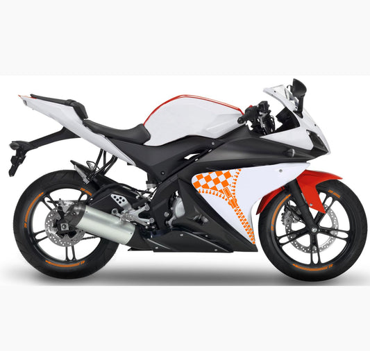 DualColorStampe Adesivi Compatibili con Yamaha YZF-R125 R125 (2014-2018) + Strisce per cerchi moto da 17'' pollici decalcomanie carena moto stickers Cod.M0240