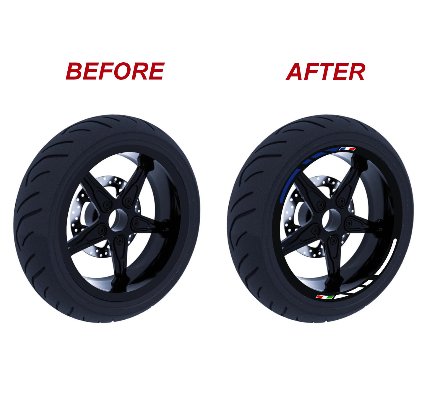 Adesivi per cerchi moto 15 pollici Cerchioni Set Completo per 2 Ruote 15 Pollici Strisce Cerchi Custom universale D0104