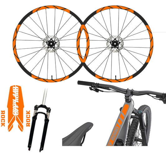 Kit completo Adesivi Cerchi Bici MTB 26'' - 27,5'' - 28-29'' Pollici, adesivi forcella MTB, adesivi telaio MTB off road Stickers decal - B0068