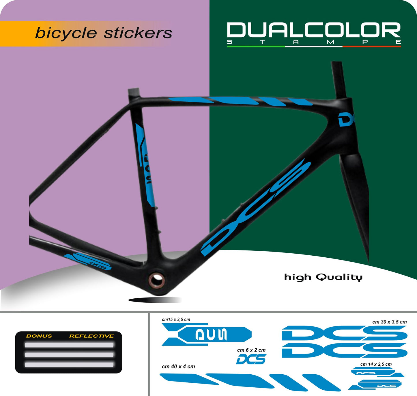 Set 7 Adesivi Stickers Decal Telaio Bici Bicicletta Kit adesivi telaio MTB BDC Universale Protezione DCS COD. B0185