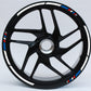 DualColorStampe Strisce Adesive Cerchi Moto 17 Pollici – Set per 2 Ruote – Design Racing Rosso Bianco Blu e Nero – Resistenti a Pioggia e Sole – Adesivi Ruote Moto Lucidi – Modello D0137