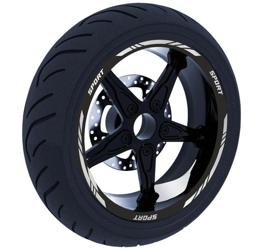 DualColorStampe Set di Strisce Cerchi Moto per 2 Ruote da 15" a 19" Pollici | Adesivi Ruote Moto | Adesivi Cerchi Moto Resiste a Pioggia e Sole | Design Racing D0124