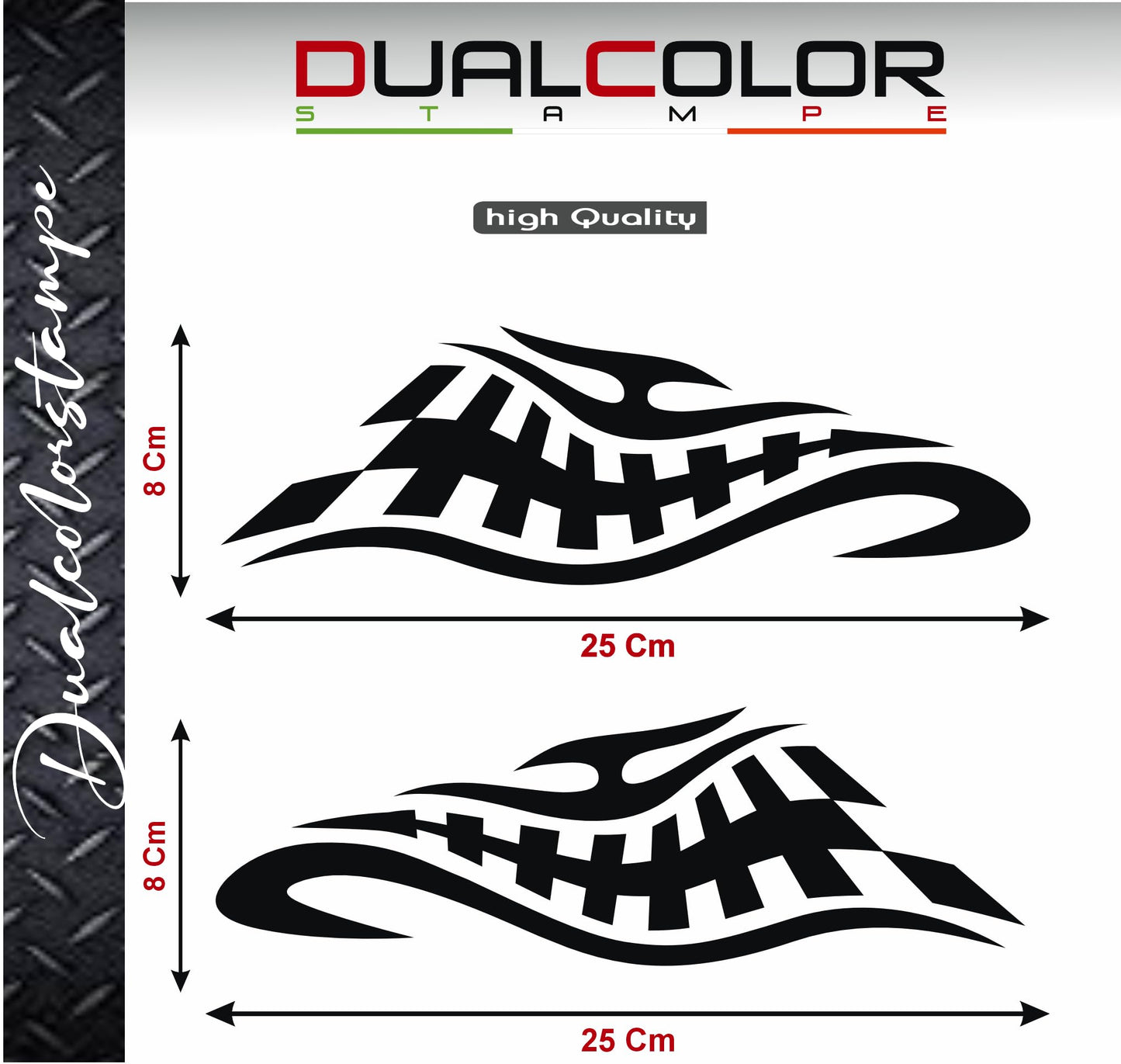 DualColorStampe® Adesivi Compatibili con Harley-Davidson Tribale Scacchiera serbatoio DX-SX stickers Moto Motorbike COD. M0349