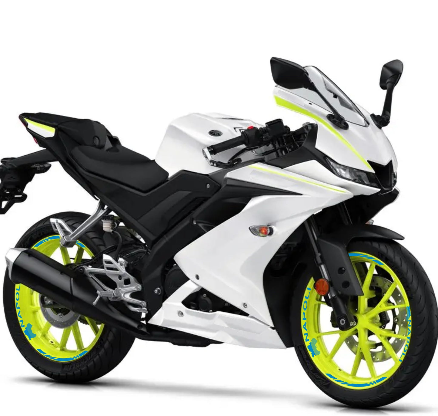 DualColorStampe Confezione Adesivi Set Completo di Cerchi Strisce per Moto per 2 Ruote da 17'' pollici strips Design Racing NAPOLI D0116