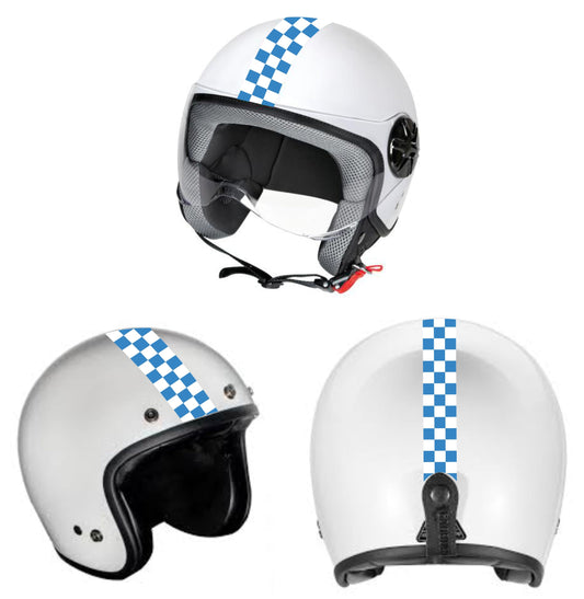 Adesivo Scacchiera Italia Calcio BIANCO-AZZURRO 53 | Decalcomania Universale per Casco Moto, Serbatoio, Valigia – Design Sportivo C0087