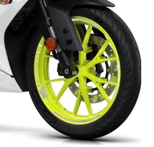 DualColorStampe Confezione Adesivi Set Completo di Cerchi Strisce per Moto per 2 Ruote da 17'' pollici strips Design Racing NAPOLI D0116