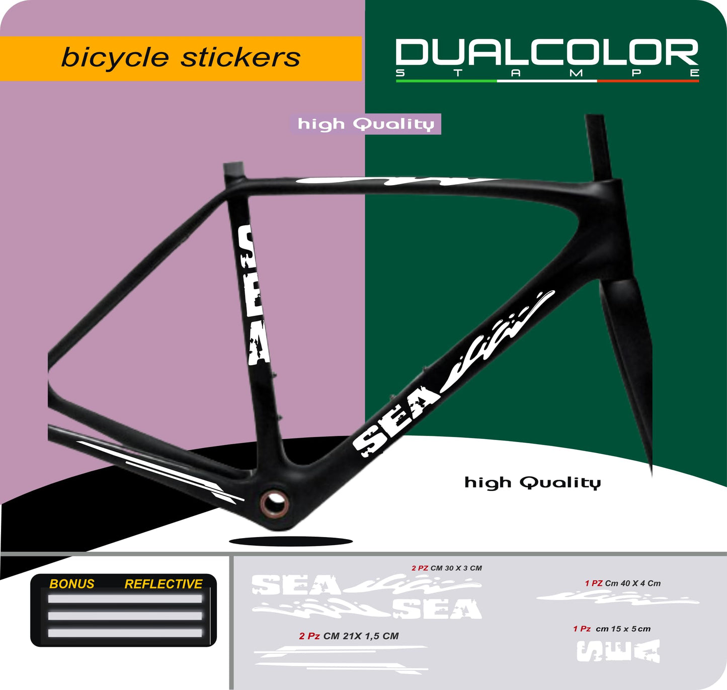 Set 6 Adesivi Stickers Decal Telaio Bici Bicicletta Kit adesivi telaio MTB BDC Universale Protezione COD. B0196