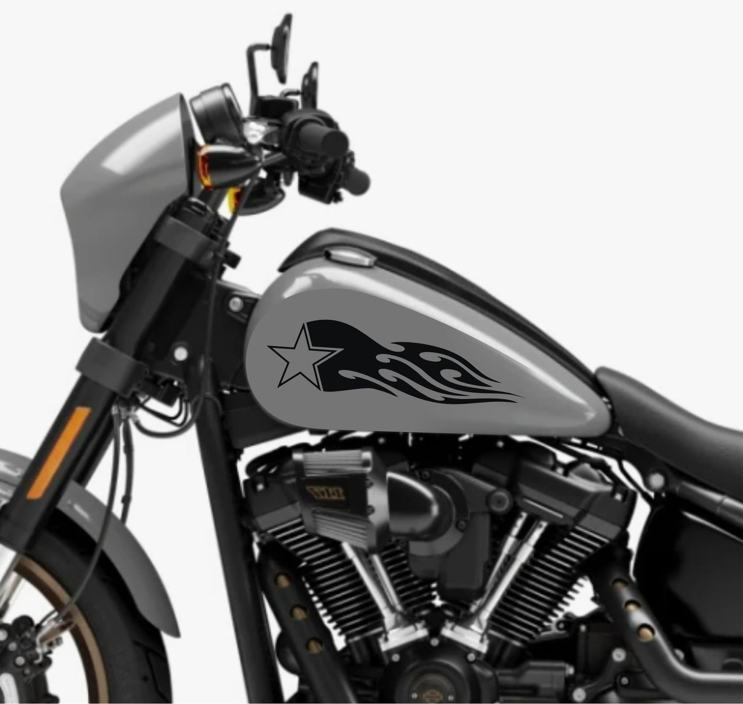 DualColorStampe® Adesivi Compatibili con Harley-Davidson fiamma tribale stella militare serbatoio Set 2 stickers Moto Motorbike COD. M0353