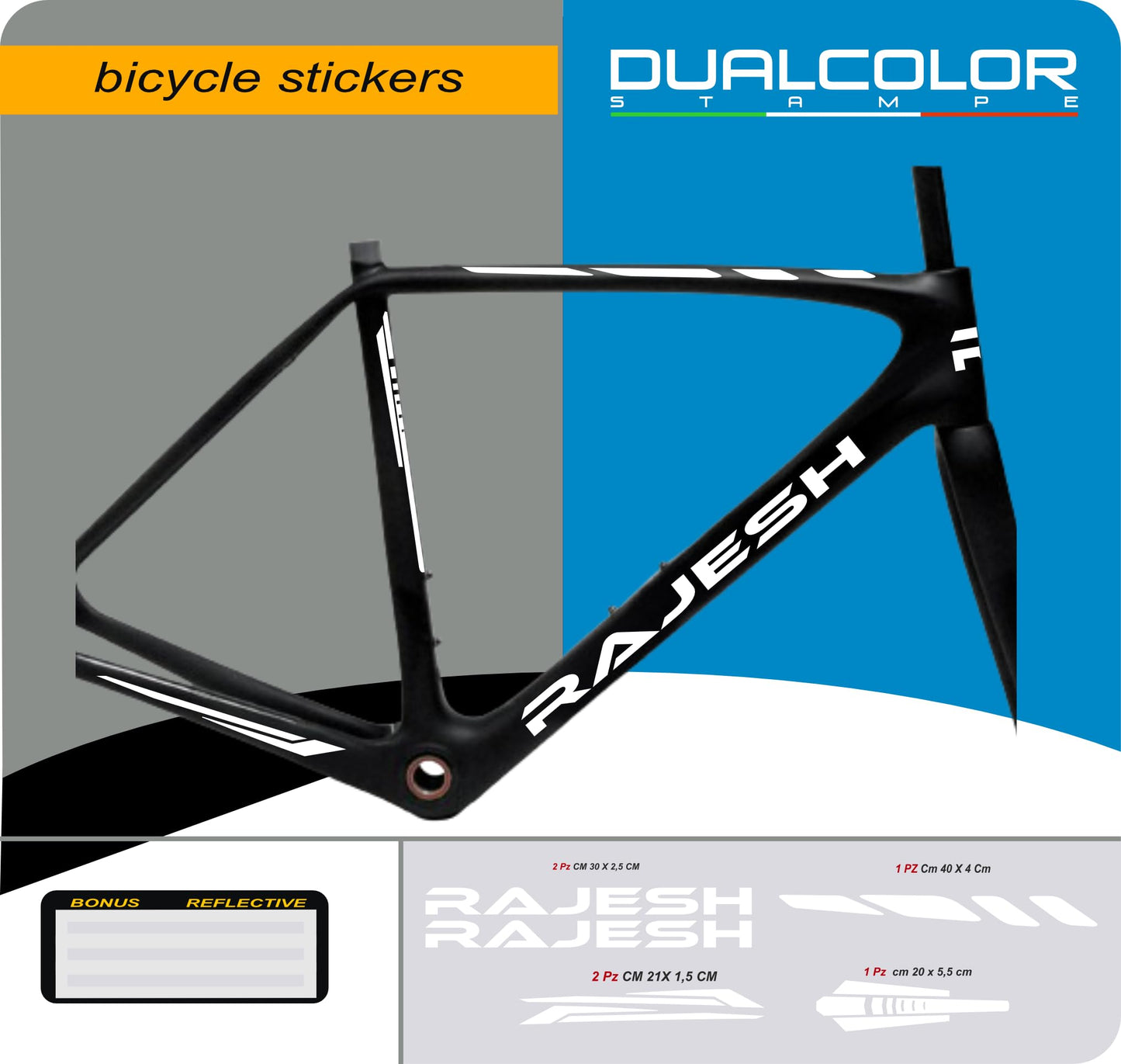 Set 7 Adesivi Stickers Decal Telaio Bici Bicicletta Kit adesivi telaio MTB BDC Universale Protezione COD. B0191