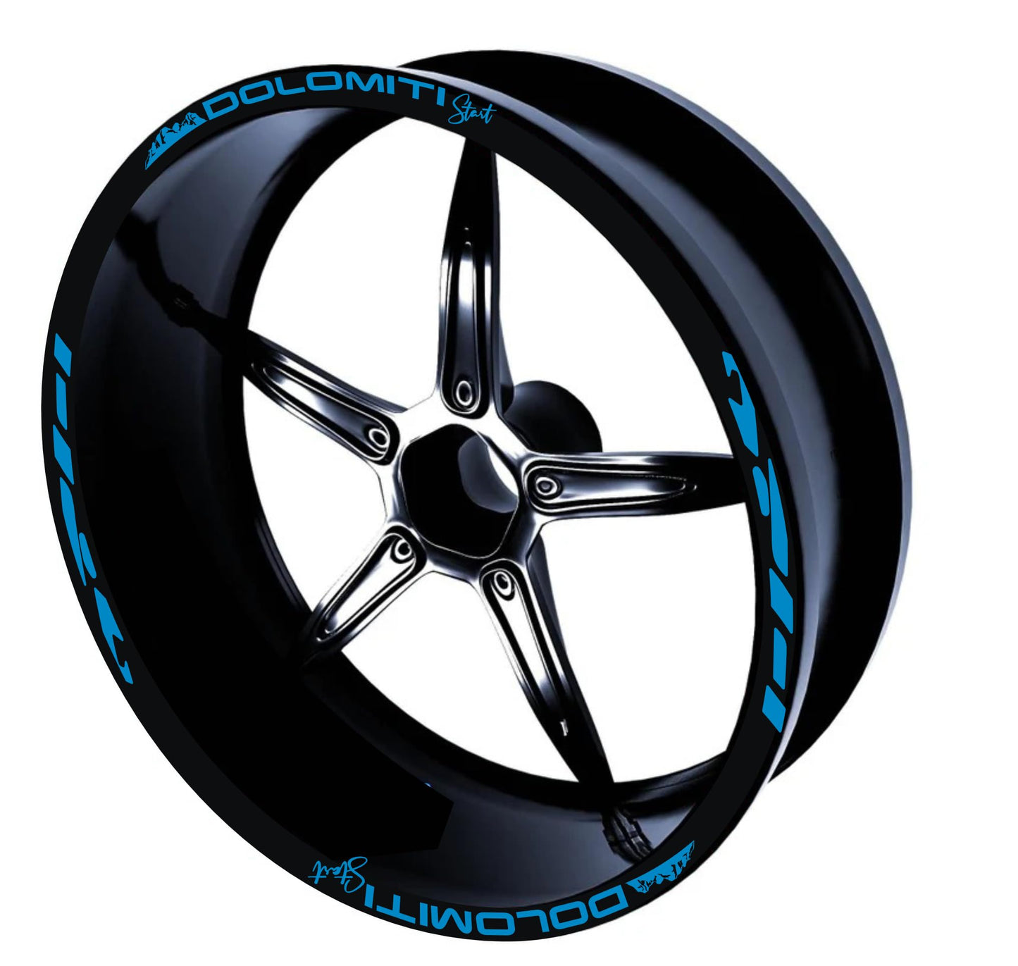 DualColorStampe Stickers Adesivi Set Completo di Cerchi Strisce per Moto per 2 Ruote da 17'' pollici strips Design Racing DOLOMITI D0119