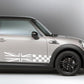 DualColorStampe Adesivi compatibili con MINI Cooper S One JCW R50 R52 R53 R56 R57 F55 F56 F57 per minigonne laterali (2 pezzi) Strisce laterali decalcomania a scacchiera 0371