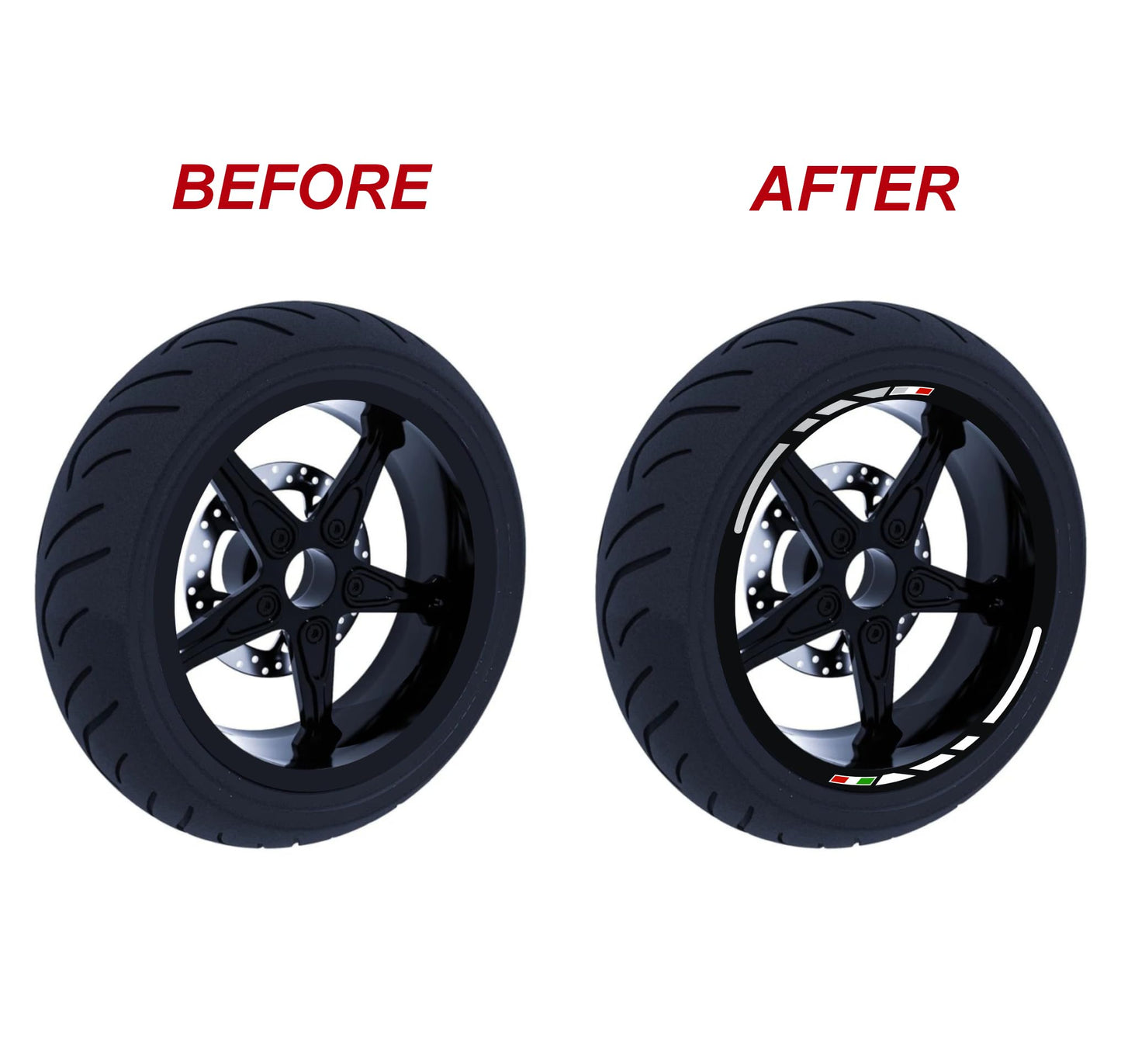 Adesivi per cerchi moto 15 pollici Cerchioni Set Completo per 2 Ruote 15 Pollici Strisce Cerchi Custom universale D0104