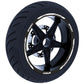 DualColorStampe Set di Strisce Cerchi Moto per 2 Ruote da 15" a 19" Pollici | Adesivi Ruote Moto | Adesivi Cerchi Moto Resiste a Pioggia e Sole | Design Racing D0124