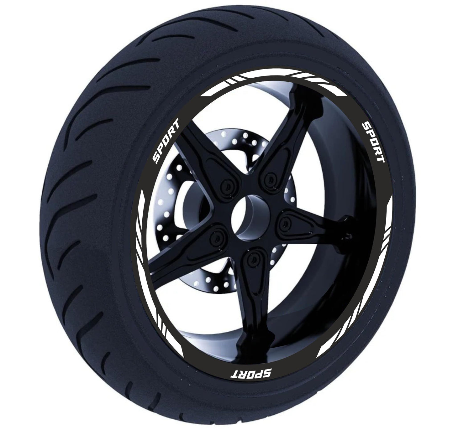 DualColorStampe Set di Strisce Cerchi Moto per 2 Ruote da 15" a 19" Pollici | Adesivi Ruote Moto | Adesivi Cerchi Moto Resiste a Pioggia e Sole | Design Racing D0124