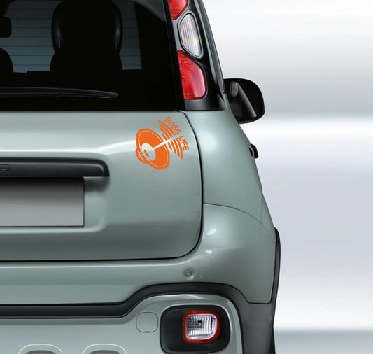 DualColorStampe® Adesivo sticker BASS LIFE stickers per computer dj console bassi per auto 4x4 moto decalcomania cod.0404