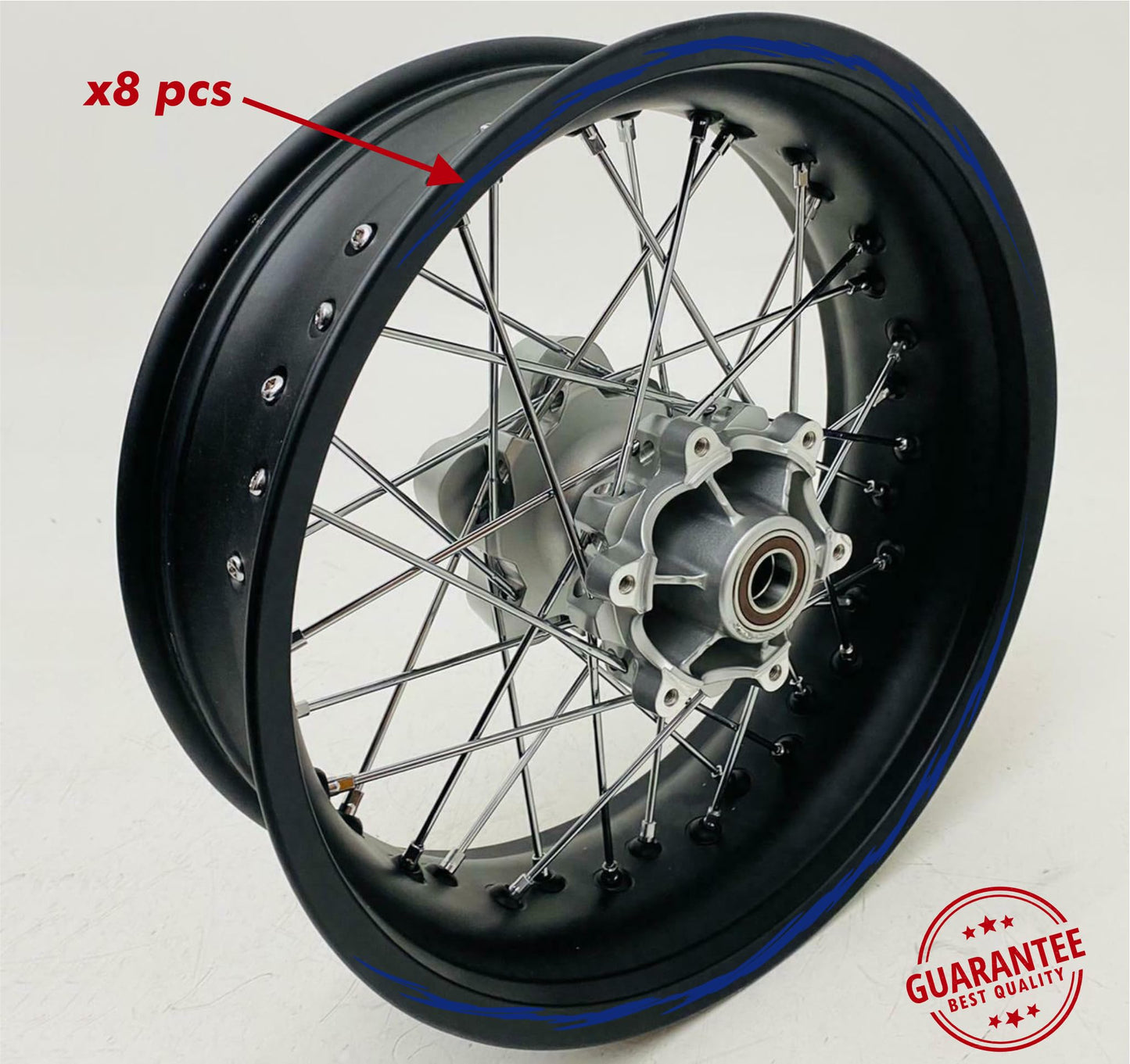 DualColorStampe Confezione Adesivi Set Completo di Cerchi Strisce per Moto per 2 Ruote da 15'' pollici strips Design racing COD.D0095