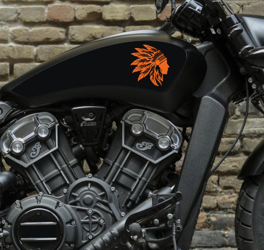 DualColorStampe Kit 2 adesivi compatibili con INDIAN TESCHIO moto serbatoio shadow rebel vulcan boulevard chief harley bob chopper old style vintage M0367