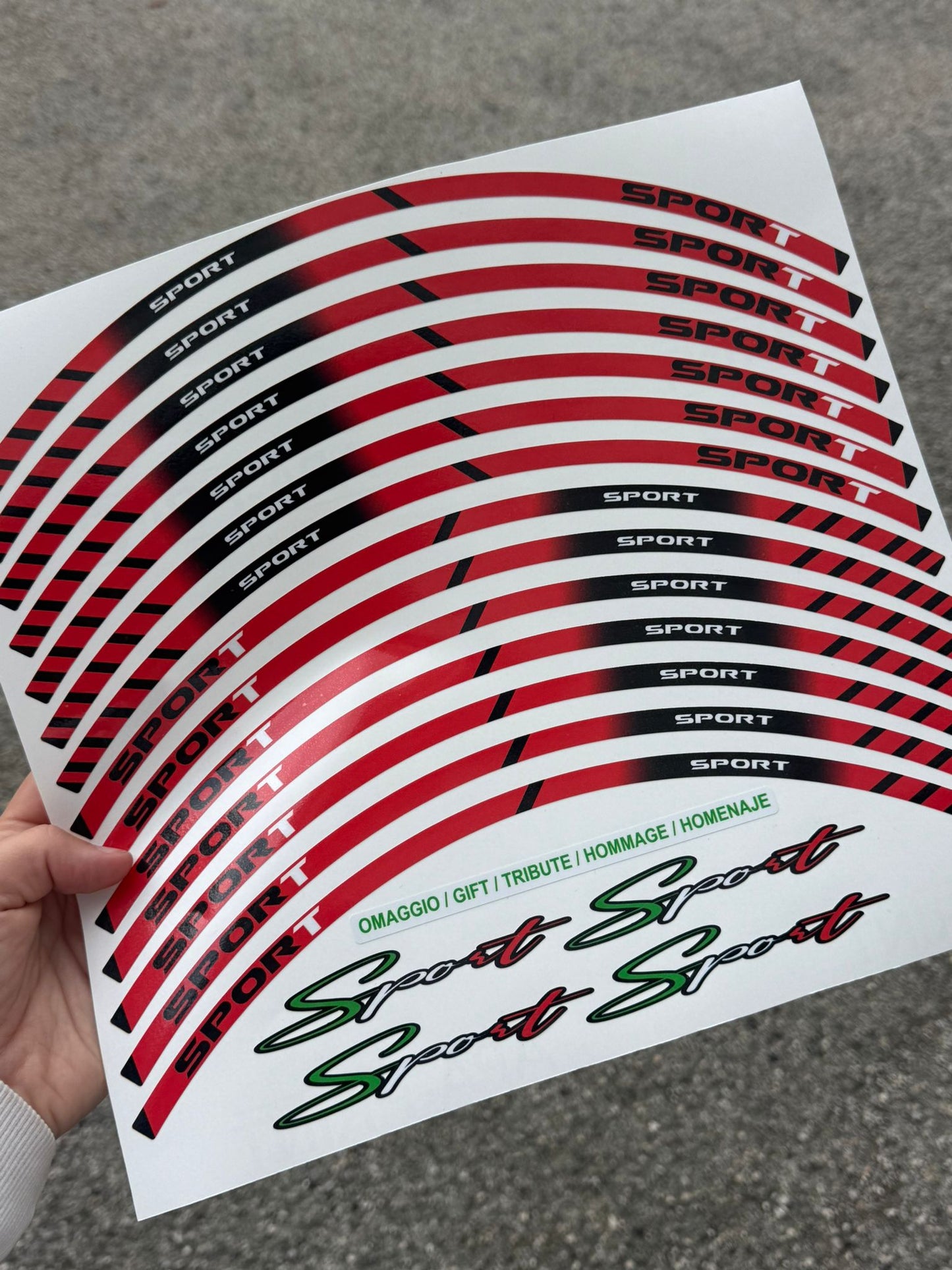 Set Completo Adesivi Strisce Cerchi Ruote Moto 17 Pollici Stripes + interno cerchi Filetto Cerchioni Gomme Race Sport Decal Racing Stickers Strips Universale D0151