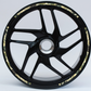 Strisce Adesive Cerchi Moto 17 Pollici  design militare – Set per 2 Ruote – Design Racing Bianco Blu e Nero – Resistenti a Pioggia e Sole – Adesivi Ruote Moto Lucidi – Modello D0143