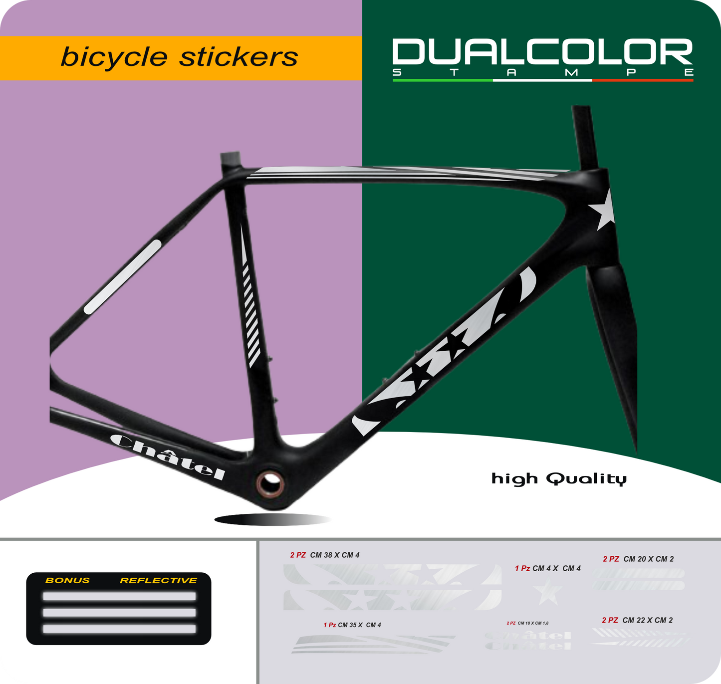 DualColor imprime VTT cadre autocollants Protection pour cadre de vélo Film de protection vtt VTT B0064