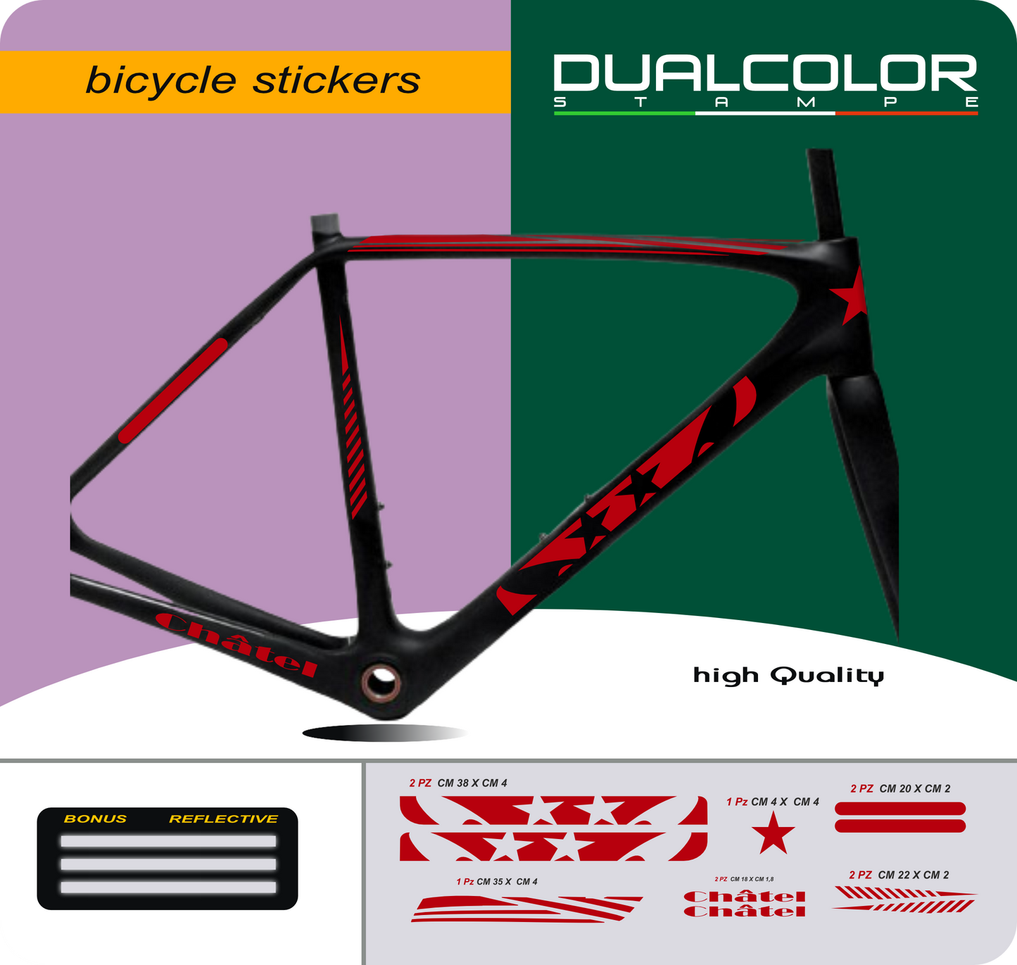 DualColor imprime VTT cadre autocollants Protection pour cadre de vélo Film de protection vtt VTT B0064