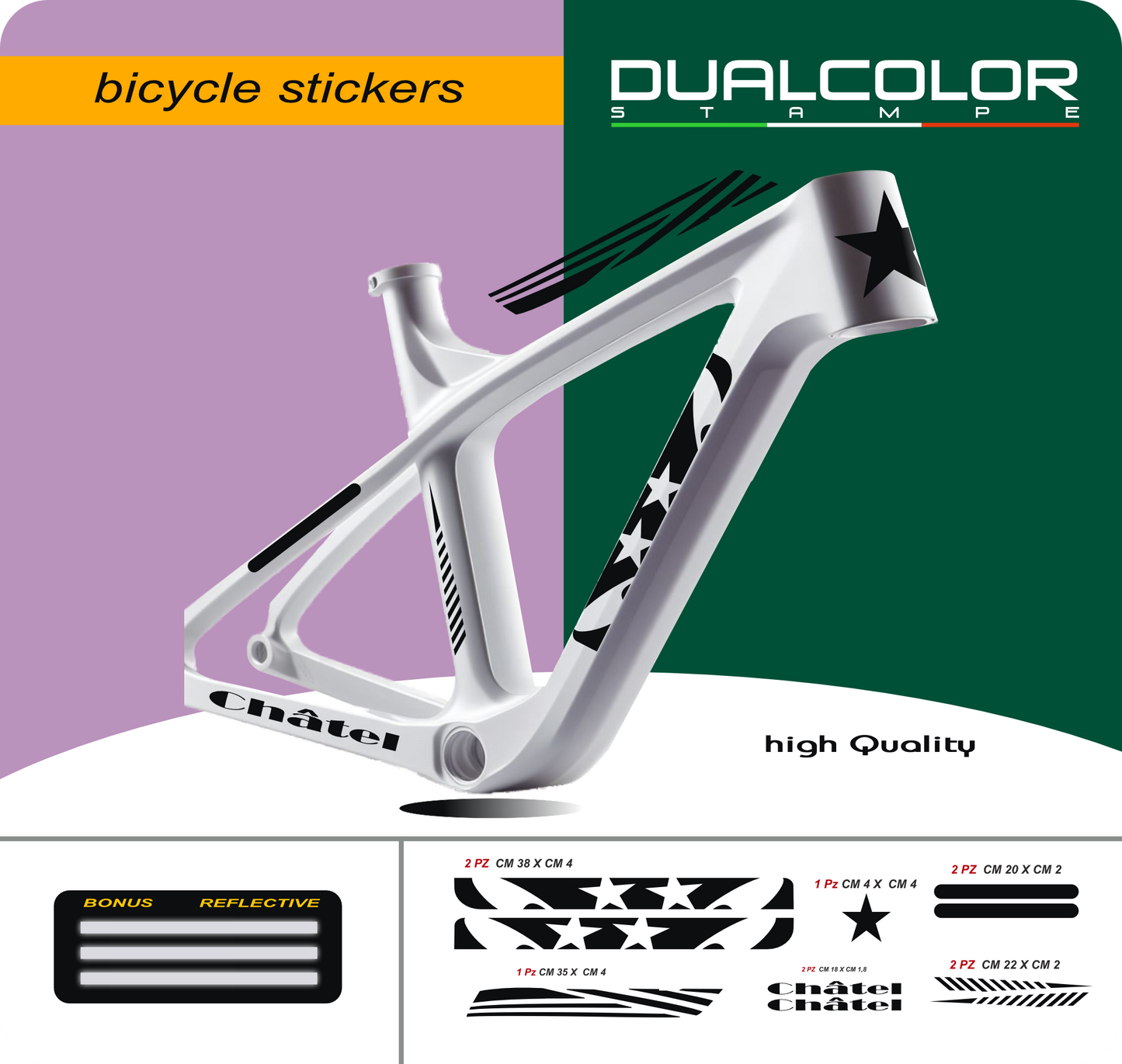 DualColor imprime VTT cadre autocollants Protection pour cadre de vélo Film de protection vtt VTT B0064