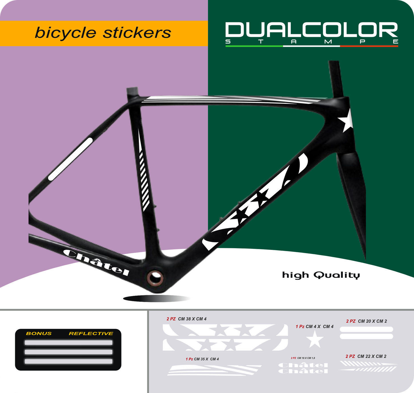 DualColor Prints MTB Frame Stickers Protección para cuadro de bicicleta Película protectora MTB Mountain Bike B0064