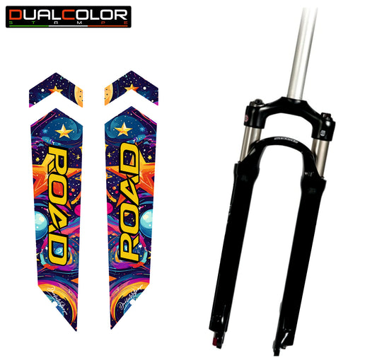 Stickers MTB per Forcella, Adesivi Decorativi Multicolore, Design Artistico, PVC Air Free, 25x5 cm B0227