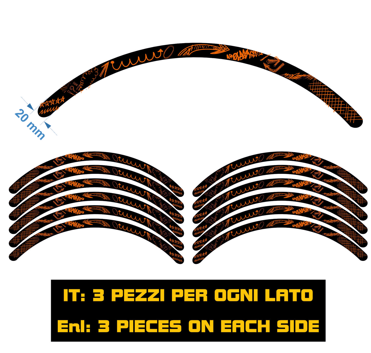 MTB-fietsvelgstickers 26'' - 27,5'' - 28-29'' inch MTB-fietswielstickers MTB-racevelgen COD. B0141