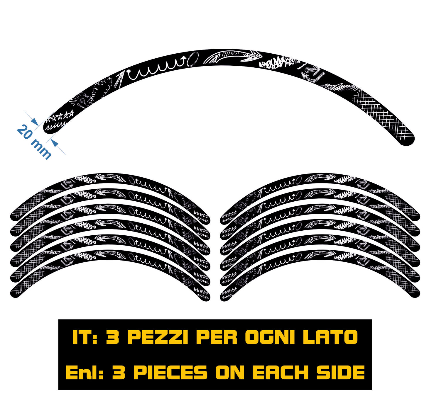 MTB-fietsvelgstickers 26'' - 27,5'' - 28-29'' inch MTB-fietswielstickers MTB-racevelgen COD. B0141