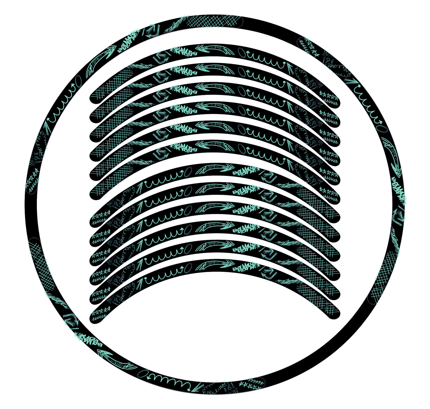 MTB-fietsvelgstickers 26'' - 27,5'' - 28-29'' inch MTB-fietswielstickers MTB-racevelgen COD. B0141