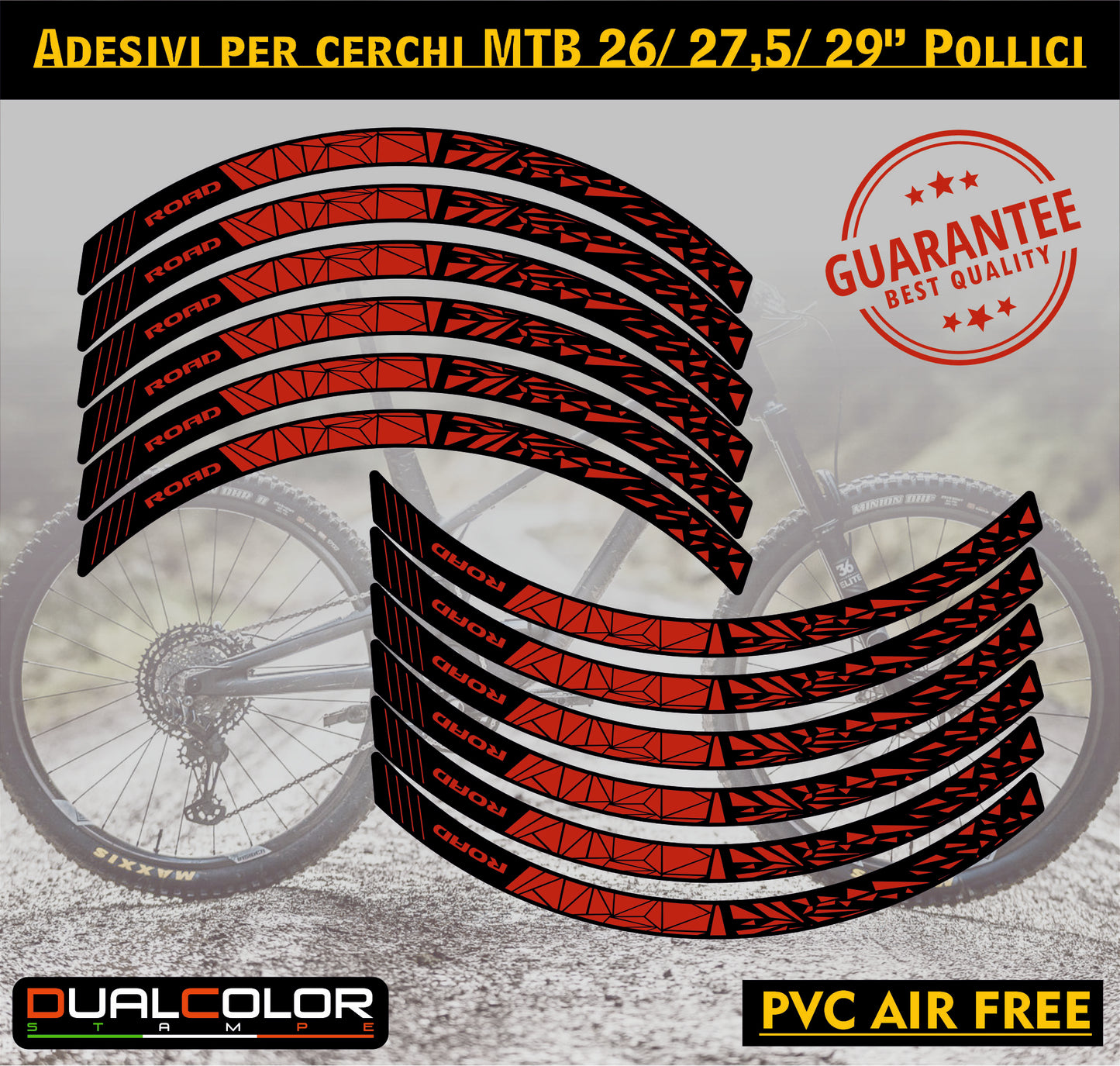 MTB-fietsvelgstickers 26'' - 27,5'' - 28-29'' inch MTB-fietswielstickers MTB-racevelgen COD. B0141