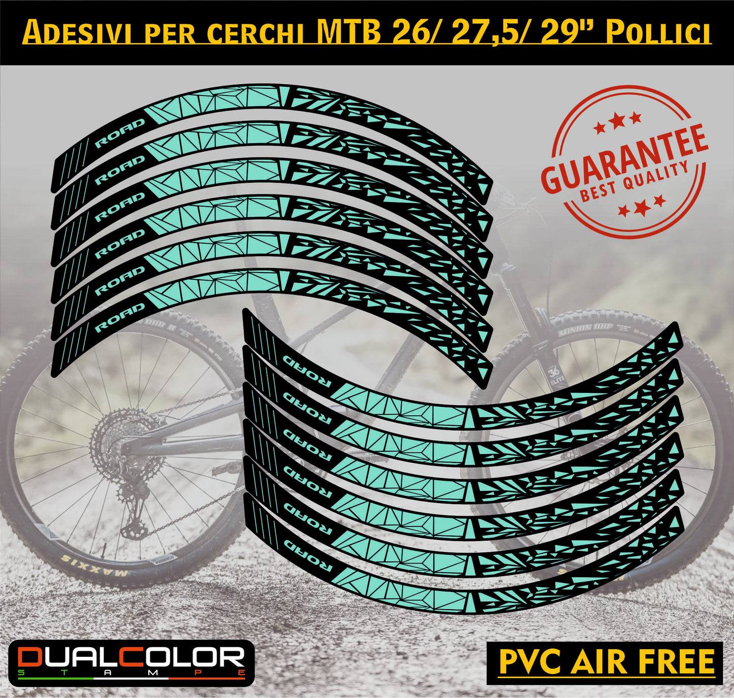 MTB-fietsvelgstickers 26'' - 27,5'' - 28-29'' inch MTB-fietswielstickers MTB-racevelgen COD. B0141